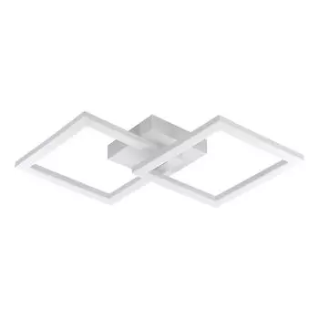 EGLO LED потолочный светильник Huerta, потолочный светильник, потолочное освещение из металла и пластика белого цвета, накладной светильник для офиса и кухни, теплый белый, L 52,5 см