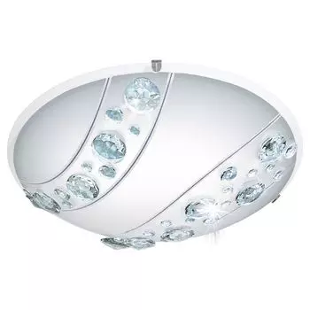 EGLO LED потолочный светильник Nerini, потолочный светильник, светильник для гостиной из металла, стекло с кристаллами белого, черного, прозрачного цвета, светильник для спальни, нейтральный белый