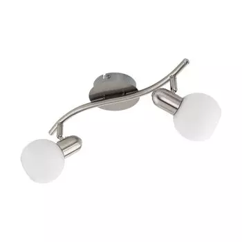 EGLO LED точечный светильник COMBA, потолочный светильник с 2 лампами, потолочный точечный светильник с регулируемой яркостью из стали и опалового матового стекла, светильник для прихожей матового никеля, теплый белый