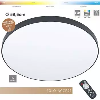 EGLO ZUBIETA-A Светодиодный потолочный светильник черный 3900лм 2700-6500К с диммированием 59,5см