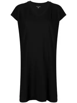 Eileen Fisher платье мини с короткими рукавами и V-образным вырезом, черный
