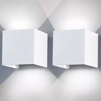 EINFEBEN 2 светодиодных настенных светильника, уличный настенный светильник IP65 для внутреннего освещения с регулируемым углом луча, вверх и вниз, настенное освещение, спальня, прихожая, 7 Вт, холодный белый, серебро