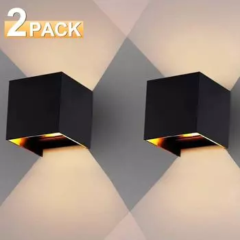EINFEBEN 2x светодиодные настенные светильники, настенный светильник для наружного освещения, с регулируемым углом луча, настенное освещение вверх-вниз, спальня, коридор, IP65 12 Вт холодный белый черный