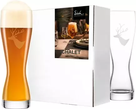 Eisch 2 бокала для пшеничного пива 500/81 в подарочной упаковке CHALET 77150082, прозрачный