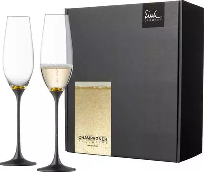 EISCH 2 бокала для шампанского 500/78 золото/черный в подарочной упаковке CHAMPAGNE EXCLUSIV 47750078