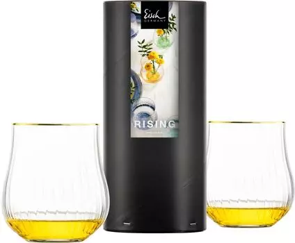 Eisch 2 круглые кружки золото 113/9 в подарочном тубусе RISING 78711311