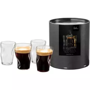 Eisch стаканы для эспрессо «UNIK», (набор, 4 шт., 4 стакана для эспрессо в подарочном тубусе), стаканы для эспрессо, 4 шт., 100 мл, цвет transparent