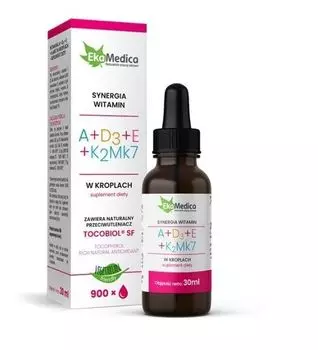 Ekamedica Witaminy A + D3 + K2MK7 Krople витамины в каплях, 30 ml