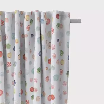 Elbersdrucke штора-бистро на кулиске Loni 00 с помпонами белая полупрозрачная 45x140 см короткая штора-панель для кухни, прихожей, гостиной, офиса, спальни Schner-Leben, мультиколор