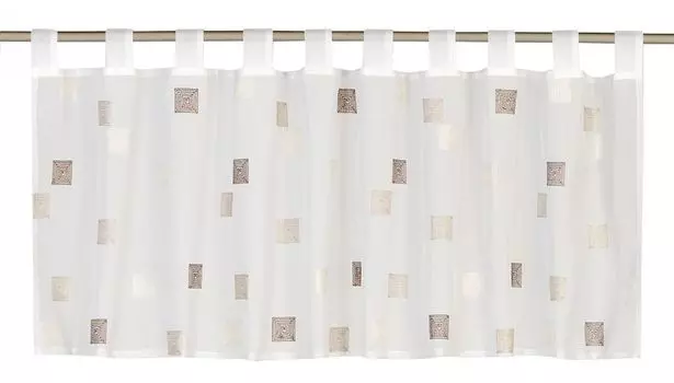 Elbersdrucke занавеска-бистро с петлями Quadro 06 бело-коричневая прозрачная занавеска для кухонного окна 48x140 см