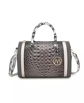 Eleanor Женская сумка-саквояж с тиснением под крокодила MKF Collection, цвет Charcoal