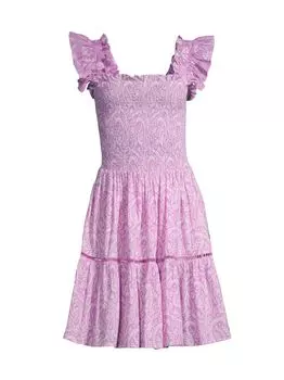 Елена Пейсли присборенное мини-платье Ro's Garden, фиолетовый