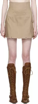 Елена Велес Серо-коричневая джинсовая мини-юбка со вставками Elena Velez