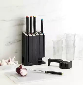 Elevate Knives SlimBlock Набор ножей из 5 предметов с керамическим точильным камнем - черный Joseph Joseph
