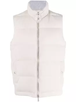 Eleventy дутый жилет на молнии, нейтральный цвет