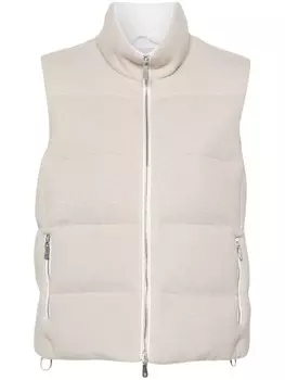 Eleventy дутый жилет с люрексом, нейтральный цвет