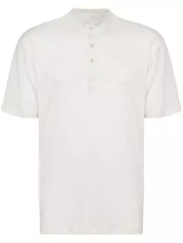 Eleventy футболка из смеси хлопка и льна на пуговицах, серый