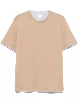 Eleventy футболка с контрастной отделкой, нейтральный цвет