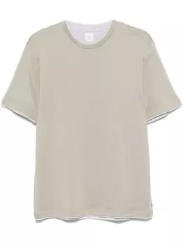 Eleventy футболка с контрастной отделкой, нейтральный цвет