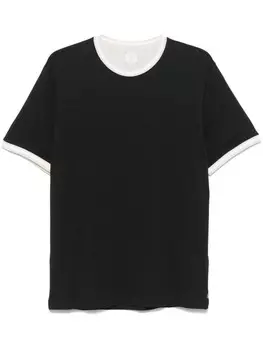 Eleventy футболка с отделкой в полоску, черный