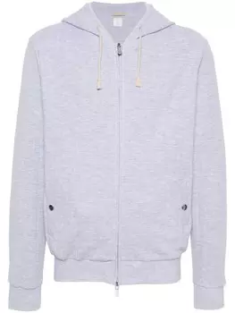 Eleventy худи на молнии в рубчик, серый