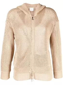 Eleventy кардиган на молнии с капюшоном, коричневый