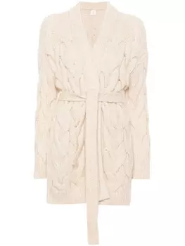 Eleventy кардиган-пальто фактурной вязки, нейтральный цвет