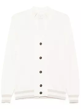 Eleventy кардиган с отделкой в полоску, белый