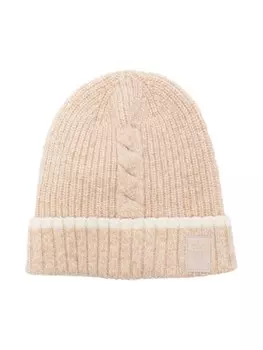 Eleventy Kids шапка бини с нашивкой-логотипом, коричневый