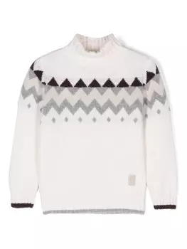 Eleventy Kids свитер, связанный интарсией, нейтральный цвет