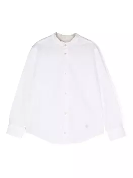 Eleventy льняная рубашка без воротника, белый