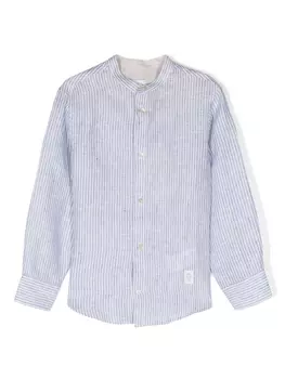 Eleventy льняная рубашка в полоску, синий