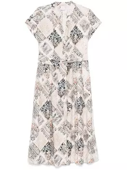 Eleventy льняное платье миди, нейтральный