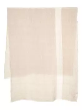Eleventy льняной шарф с бахромой, нейтральный цвет