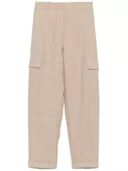 Eleventy льняные брюки карго, нейтральный цвет