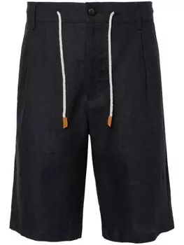 Eleventy льняные шорты с кулиской, синий