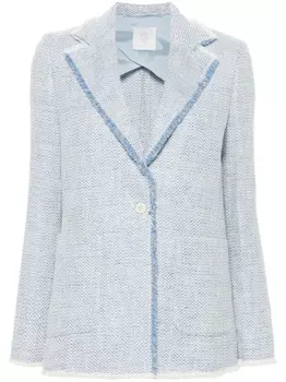 Eleventy однобортный блейзер с бахромой, синий