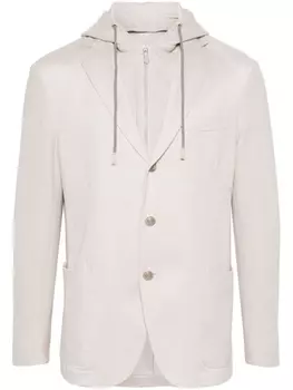 Eleventy однобортный пиджак с капюшоном, нейтральный цвет