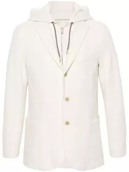 Eleventy однобортный пиджак с капюшоном, нейтральный цвет