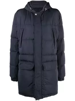 Eleventy padded hooded parka coat, синий