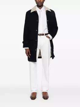 Eleventy пальто с меховым воротником, синий