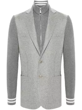Eleventy пиджак с вязаной манишкой, серый