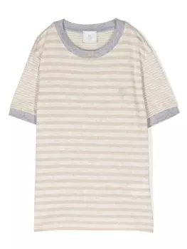 Eleventy полосатая футболка с вышитым логотипом, нейтральный цвет