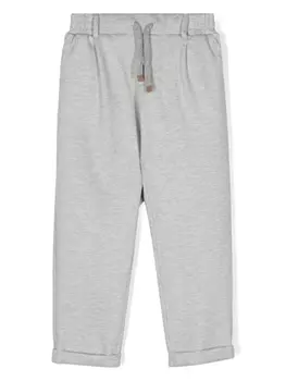 Eleventy полосатые брюки с нашивкой-логотипом, серый