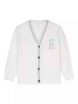 Eleventy полосатый кардиган вязки интарсия, белый