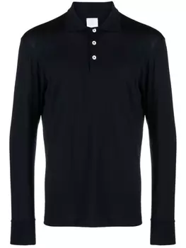 Eleventy рубашка поло из смесового кашемира с длинными рукавами, синий