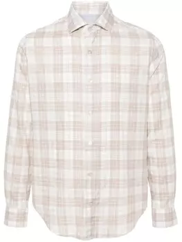 Eleventy рубашка в клетку, нейтральный цвет