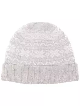 Eleventy шапка бини вязки интарсия с узором фэр-айл, серый