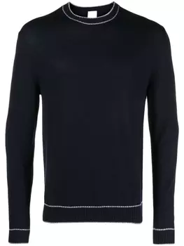 Eleventy шерстяная толстовка с отделкой в полоску, синий