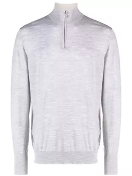 Eleventy шерстяной джемпер с высоким воротником на молнии, серый